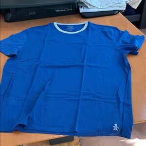 Original Penguin Royal Blue Short Sleeve Crew Tee with Contrast Collar